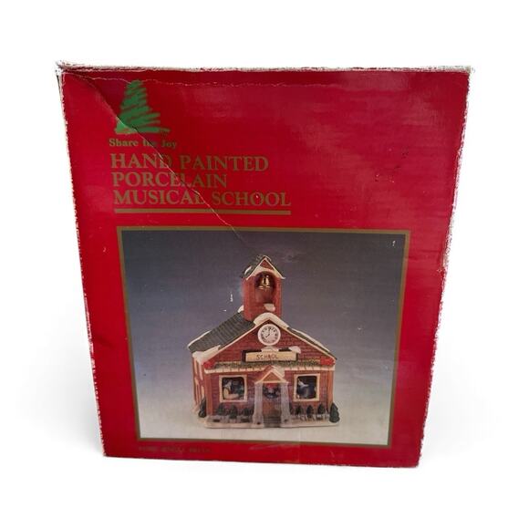 Hand Painted Christmas Musical School Ceramic Village Jingle Bells Music - Picture 2 of 6